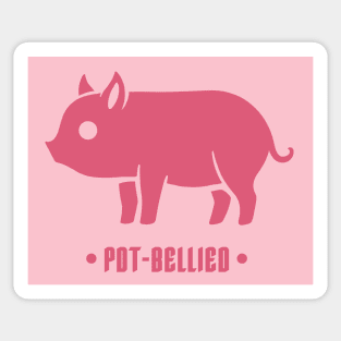 Small Potbelly Piglet. Cute minimal art for big fans, pink ink Sticker